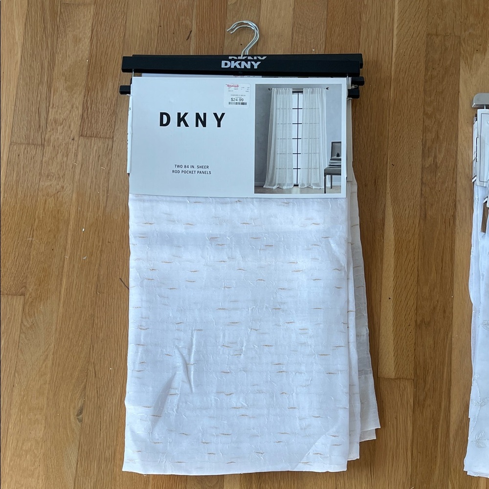DKNY White Textured Curtain Panels 2 pc